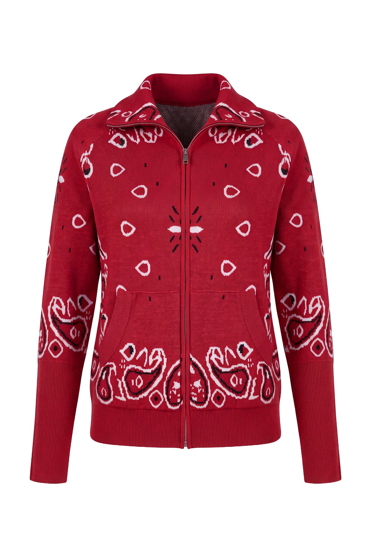 Women Burgundy  Zip Up Cardigan Sweater| CicyBell