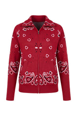 Women Burgundy  Zip Up Cardigan Sweater| CicyBell