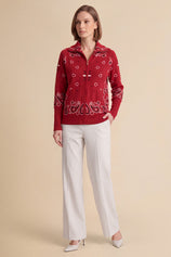 Women Burgundy  Zip Up Cardigan Sweater| CicyBell