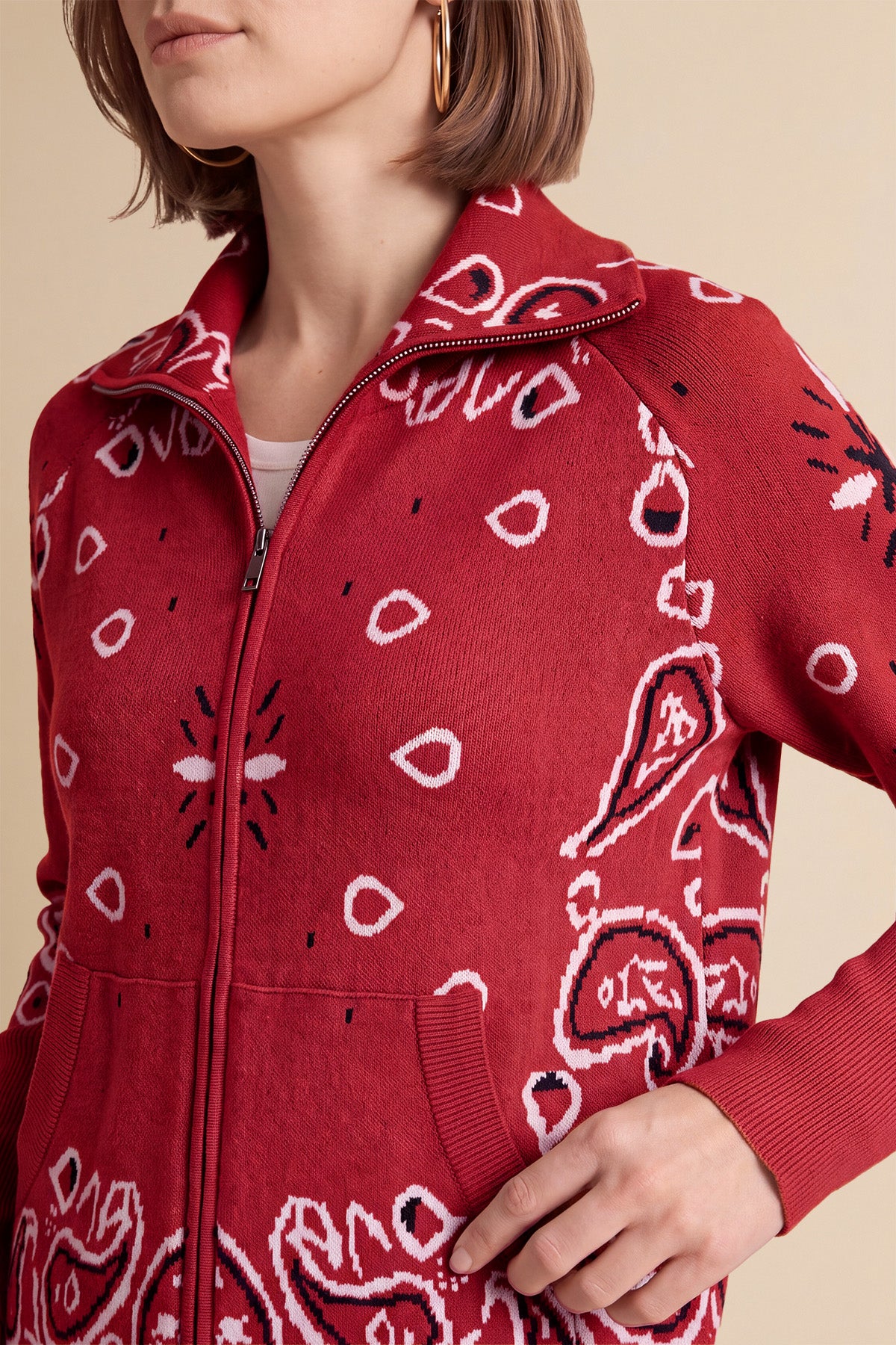 Women Burgundy  Zip Up Cardigan Sweater| CicyBell
