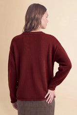 Womens Burgundy Long Sleeve Sweater | Cicy Bell