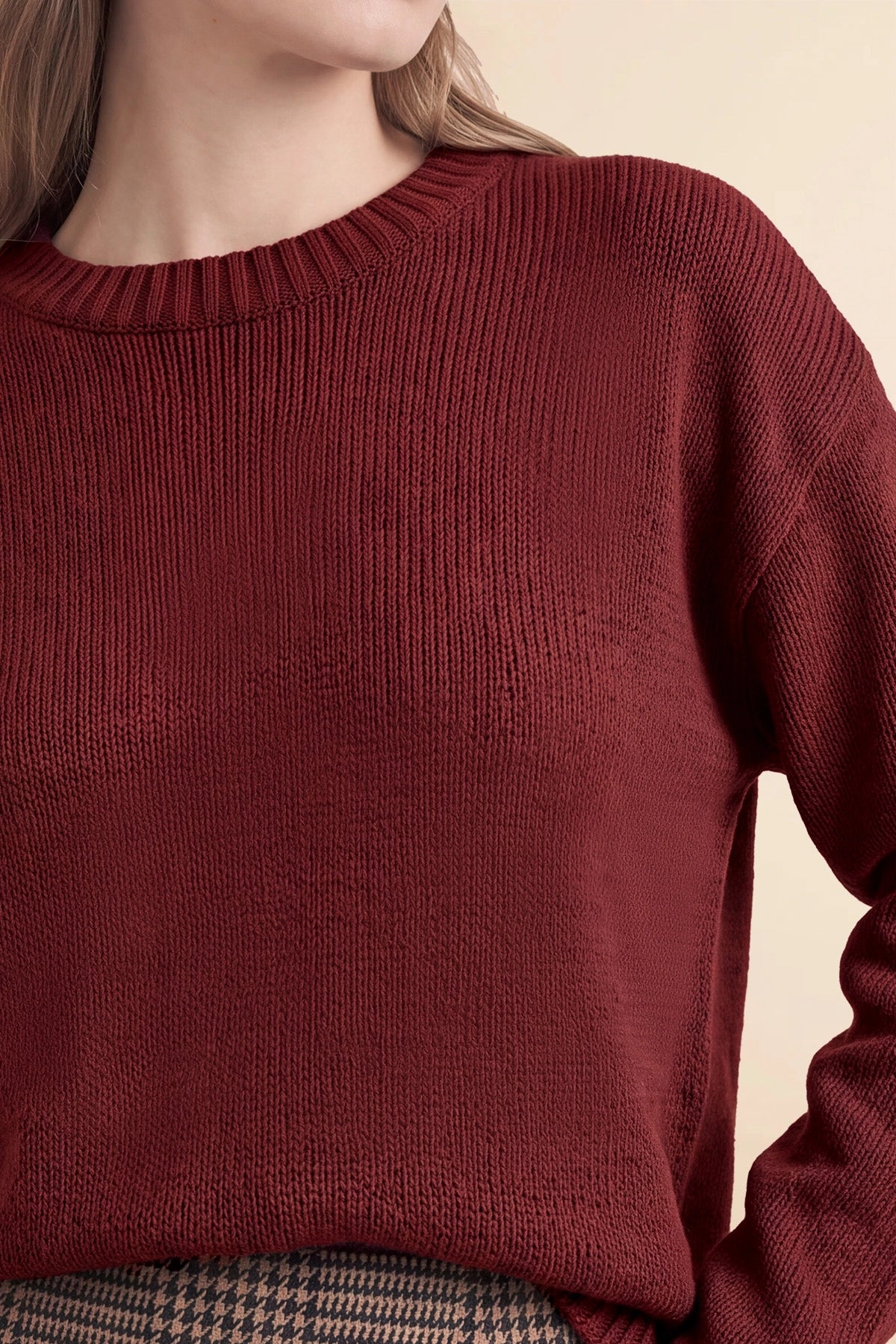 Womens Burgundy Long Sleeve Sweater | Cicy Bell