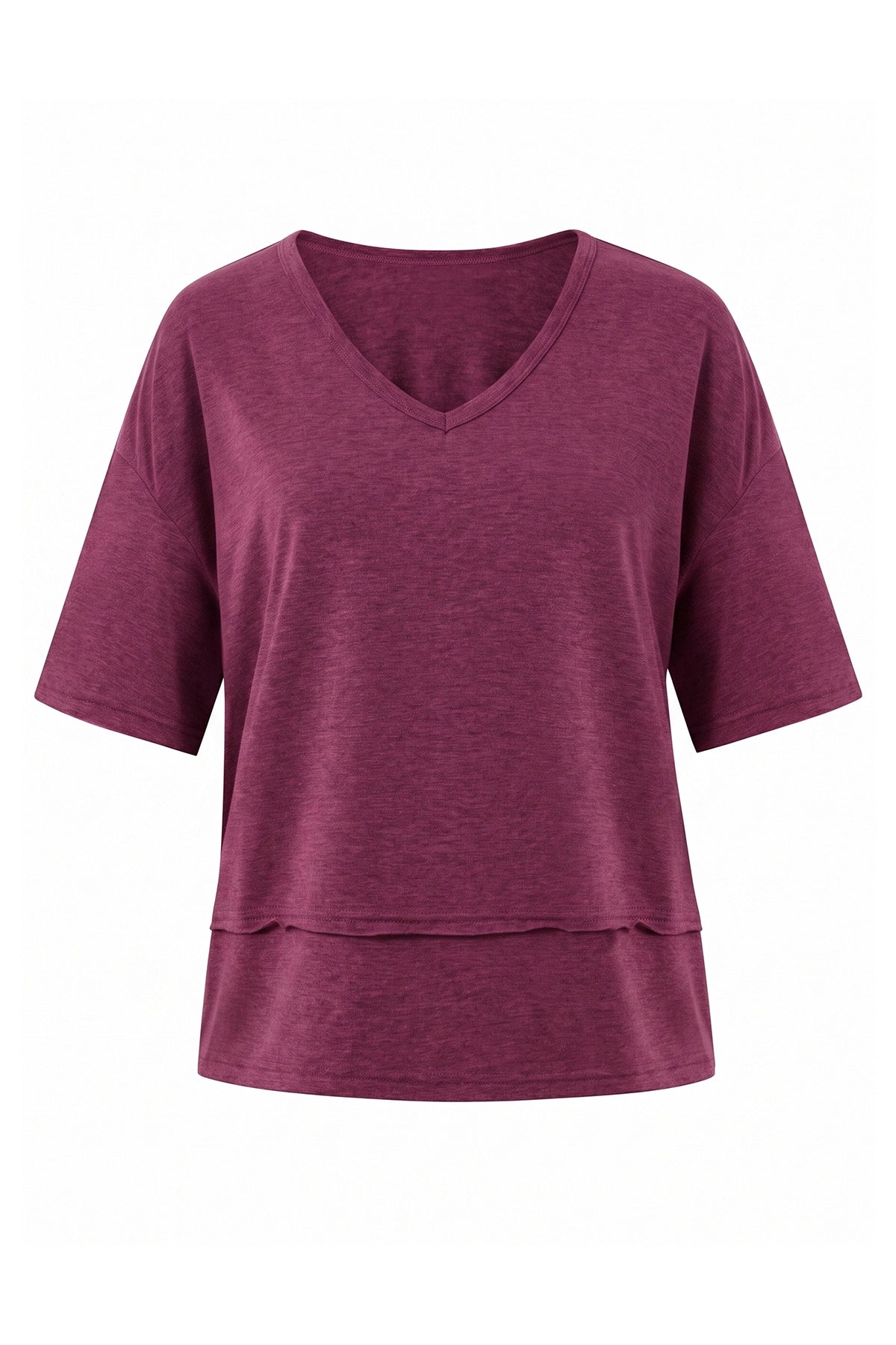 Womens Burgundy Summer V Neck T Shirts | CicyBell