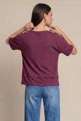 Womens Burgundy Summer V Neck T Shirts | CicyBell