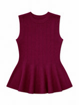 Womens Burgundy Pleated Peplum Tank Tops | CicyBell