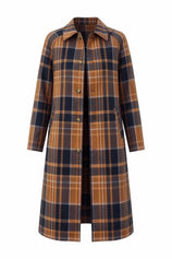 Womens Camel Plaid Trench Long Coat | CicyBell
