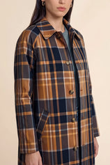 Womens Camel Plaid Trench Long Coat | CicyBell