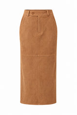 Womens Camel Suede Maxi Skirt | CicyBell
