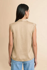 Womens Camel Silk Satin Tank Tops | CicyBell