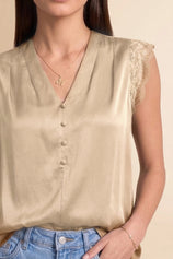 Womens Camel Silk Satin Tank Tops | CicyBell
