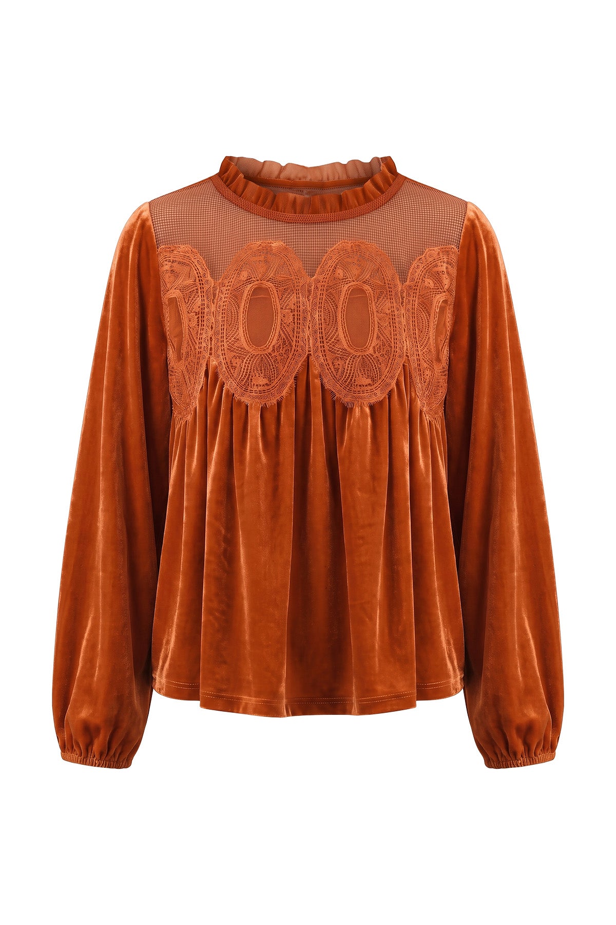 Womens Caramel Velvet Babydoll Tops | CicyBell
