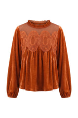 Womens Caramel Velvet Babydoll Tops | CicyBell