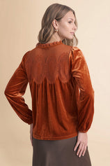 Womens Caramel Velvet Babydoll Tops | CicyBell