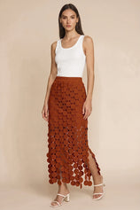 Womens Caramel Hollow Out Maxi Skirts | CicyBell