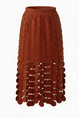 Womens Caramel Hollow Out Maxi Skirts | CicyBell