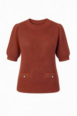 Womens Caramel Puff Short Sleeve Sweaters Tops | CicyBell