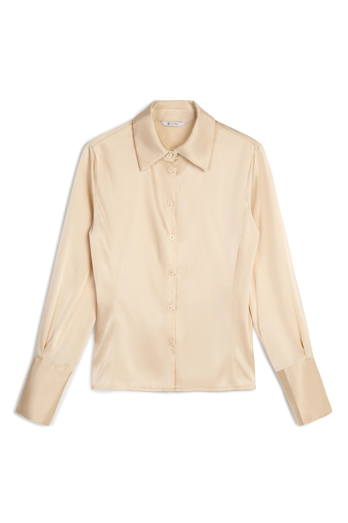 Womens Champagne Satin Button Down Shirt | CicyBell