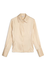 Womens Champagne Satin Button Down Shirt | CicyBell
