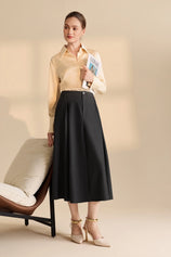 Womens Champagne Satin Button Down Shirt | CicyBell