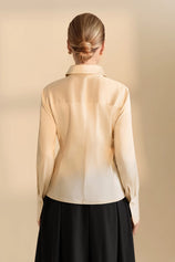 Womens Champagne Satin Button Down Shirt | CicyBell