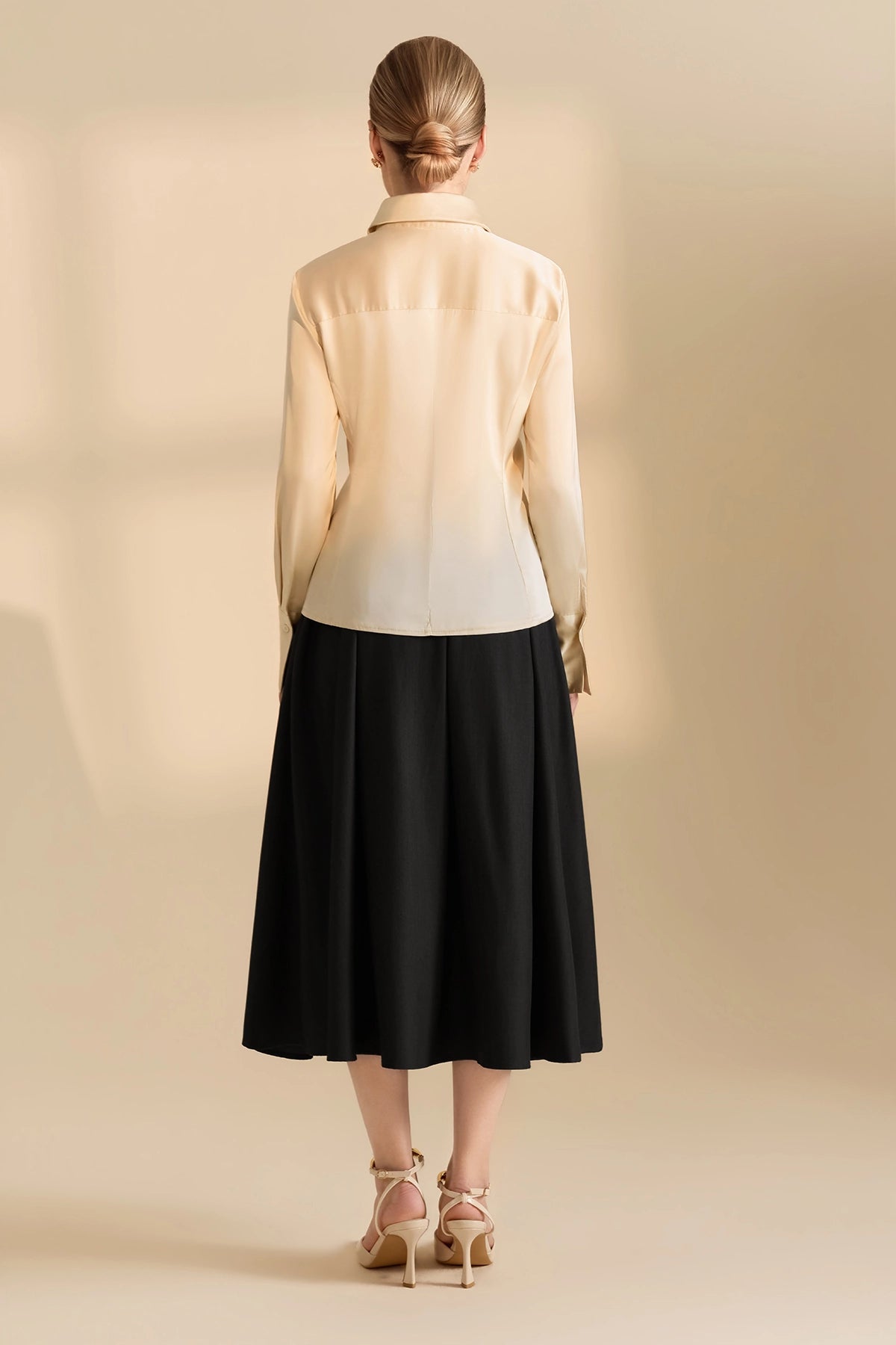 Womens Champagne Satin Button Down Shirt | CicyBell