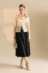 Womens Champagne Satin Button Down Shirt | CicyBell