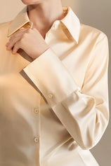 Womens Champagne Satin Button Down Shirt | CicyBell