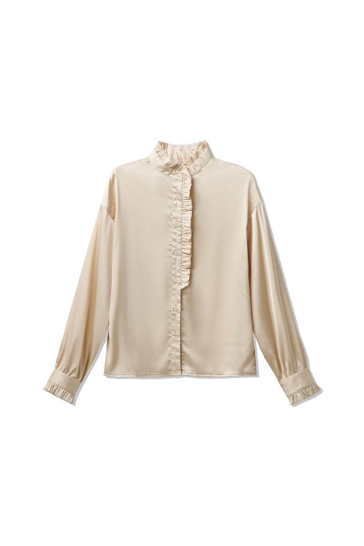 Womens Champagne Satin Button Down Shirts | CicyBell