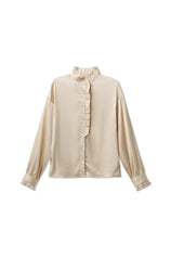 Womens Champagne Satin Button Down Shirts | CicyBell