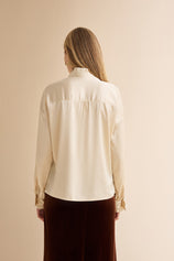 Womens Champagne Satin Button Down Shirts | CicyBell