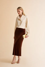 Womens Champagne Satin Button Down Shirts | CicyBell