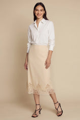 Womens Champagne Silk Satin Midi Skirts | CicyBell