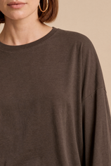 Womens Coffee Oversized Ruffle Hem Tops | CicyBell