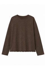 Womens Coffee Oversized Ruffle Hem Tops | CicyBell