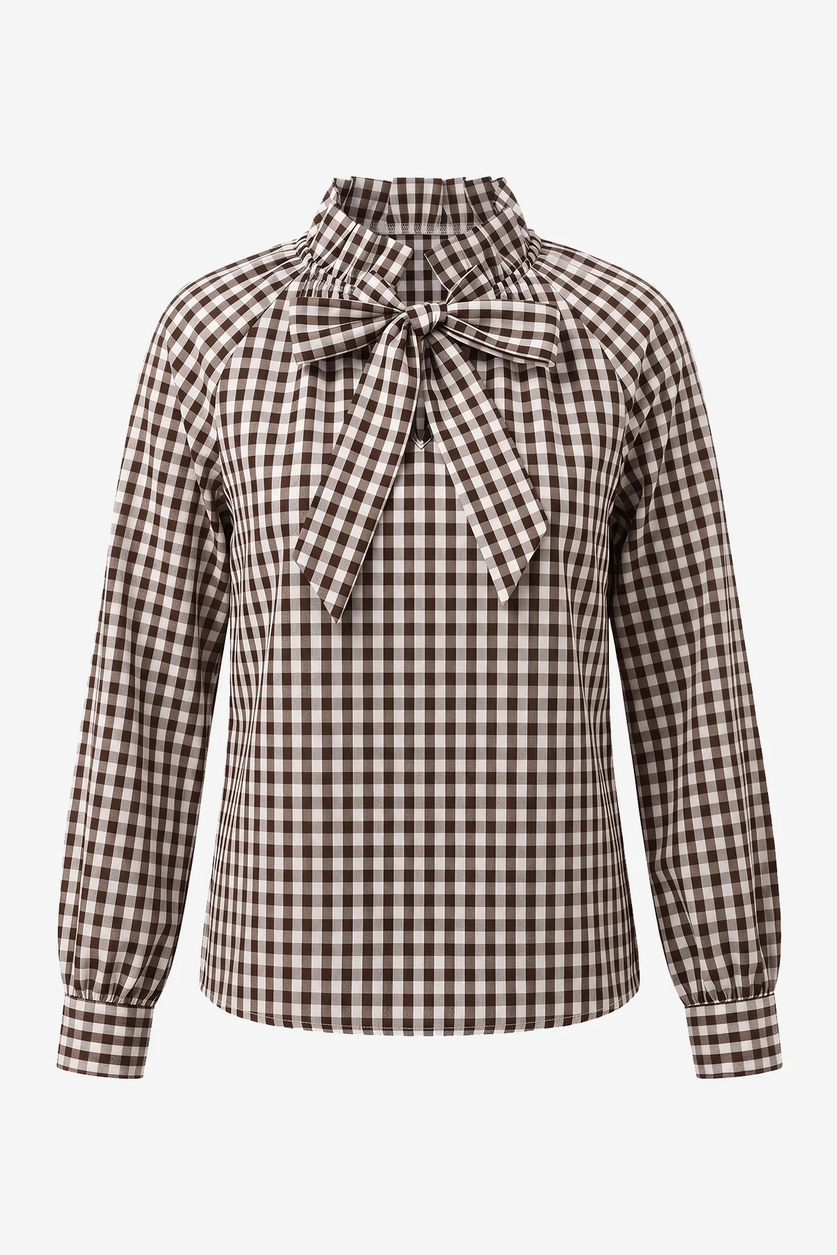 Womens Coffee Striped Bow Tie Blouse | CicyBell