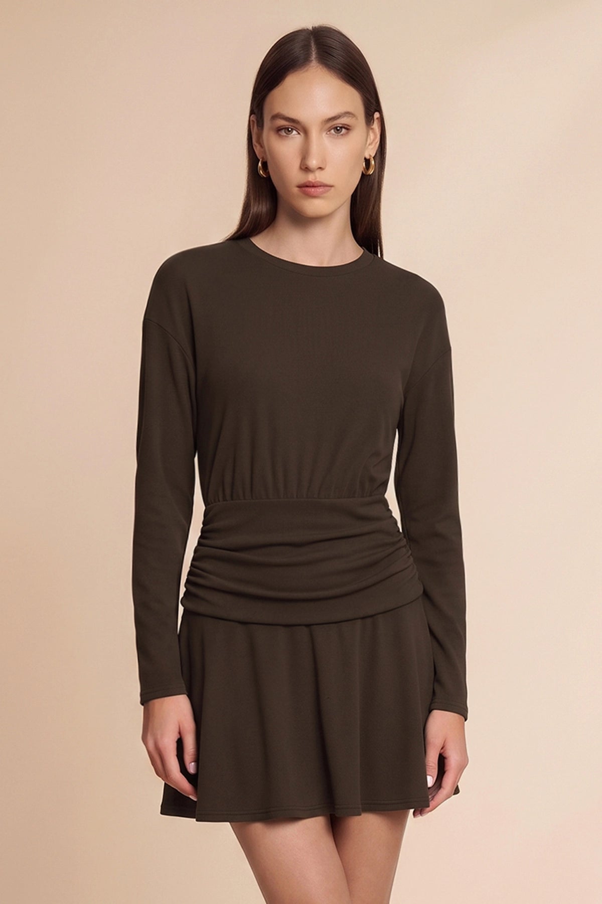 Womens Coffee A-Line Sweater Dresses | CicyBell