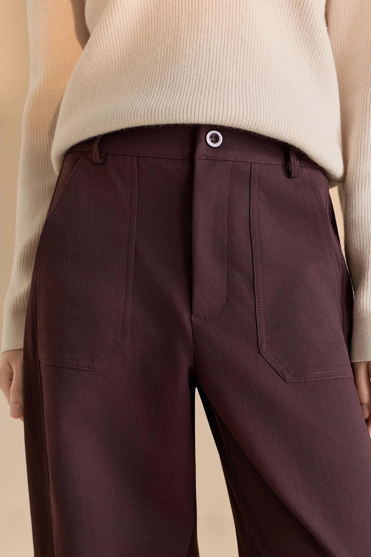Womens Coffee High Waisted Barrel Pants | CicyBell