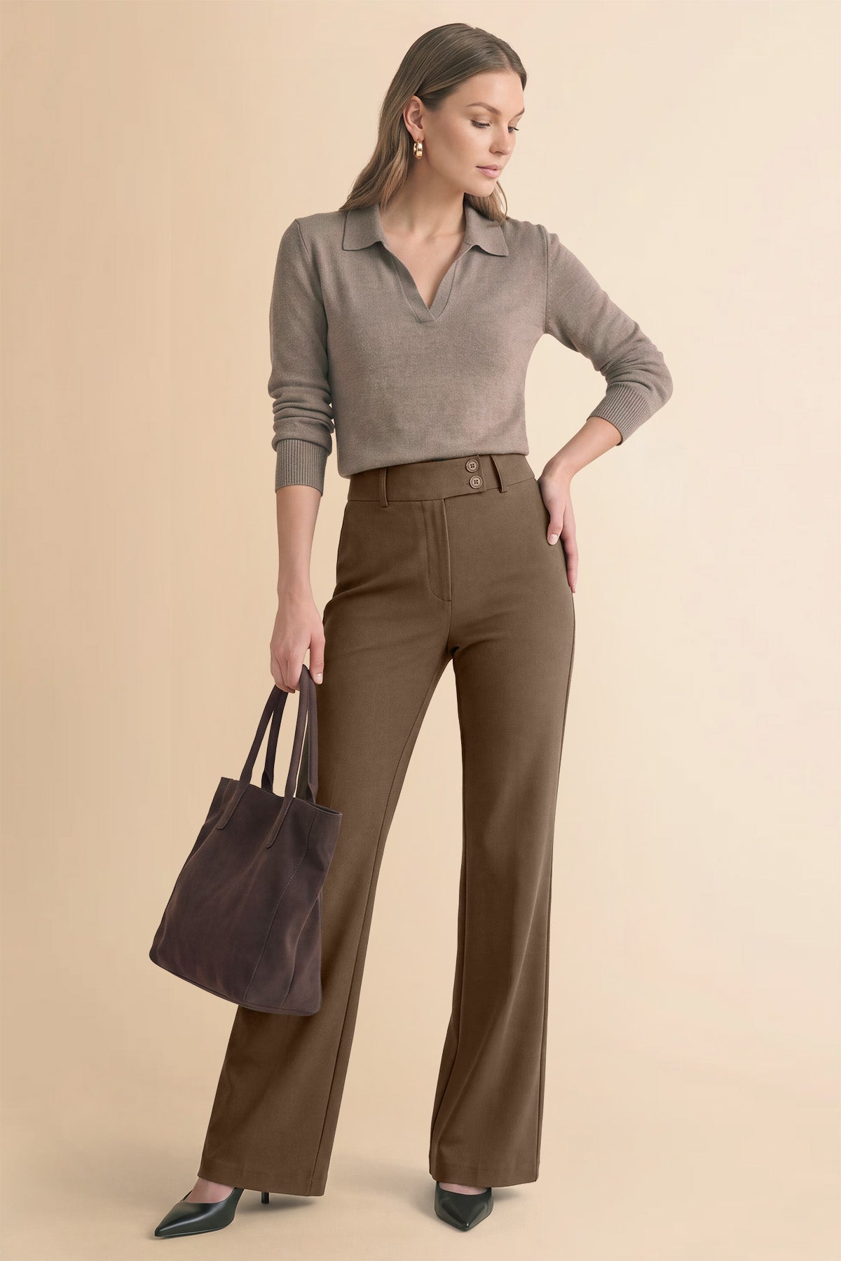 Womens Coffee Dress Work Pants | CicyBell