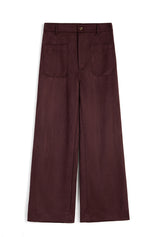 Womens Coffee Suede High Waisted Leg Casual Trousers | Cicy Bell
