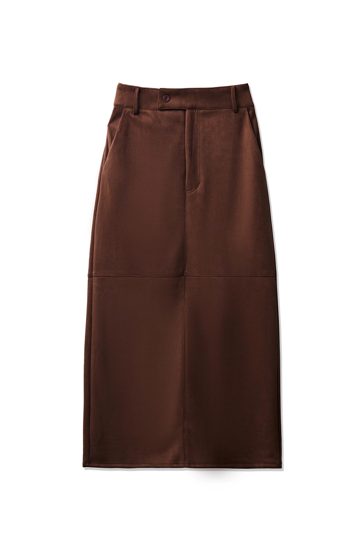 Womens Coffee Suede Maxi Skirt | CicyBell