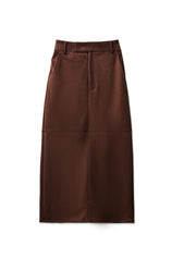 Womens Coffee Suede Maxi Skirt | CicyBell