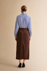 Womens Coffee Suede Maxi Skirt | CicyBell