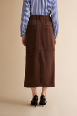 Womens Coffee Suede Maxi Skirt | CicyBell