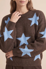Womens Coffee Star Pattern Pullover Sweater | CicyBell