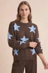 Womens Coffee Star Pattern Pullover Sweater | CicyBell