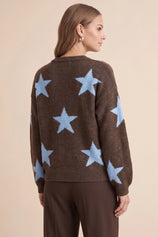Womens Coffee Star Pattern Pullover Sweater | CicyBell