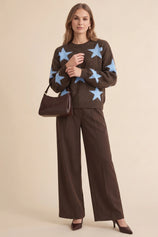 Womens Coffee Star Pattern Pullover Sweater | CicyBell
