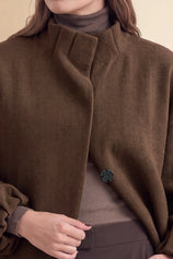 Womens Coffee Mock Neck Sweater Cardigan | CicyBell