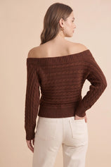 Womens Coffee Off Shoulder Cardigan | CicyBell