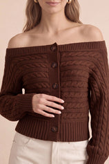 Womens Coffee Off Shoulder Cardigan | CicyBell